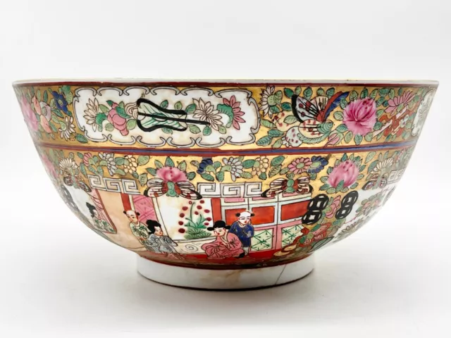 Antique Oriental Bowl Fruit Serving 19Th Century Chinese Export Canton