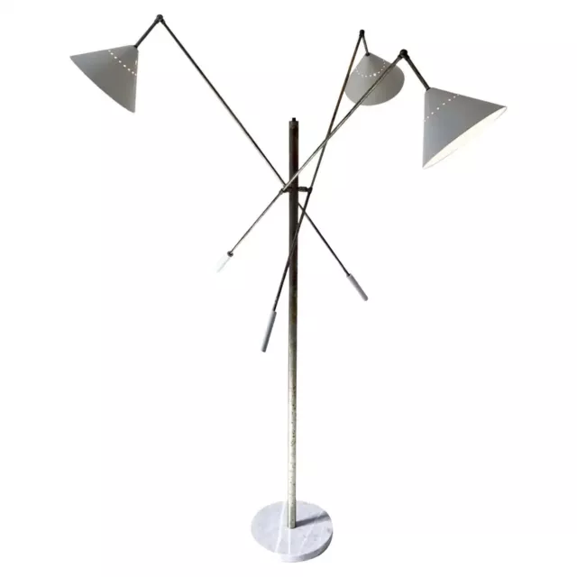 Contrappeso Avorio 3-Arm Laiton Sol Lampe Stilnovo Style Fixiture