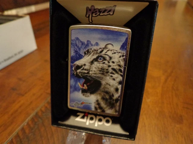 Mazzi Snow Leopard Zippo Lighter Mint In Box