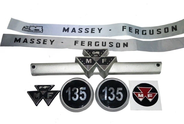 Front Grill Badge & Bonnet Sticker Set For Massey Ferguson 135 Tractors