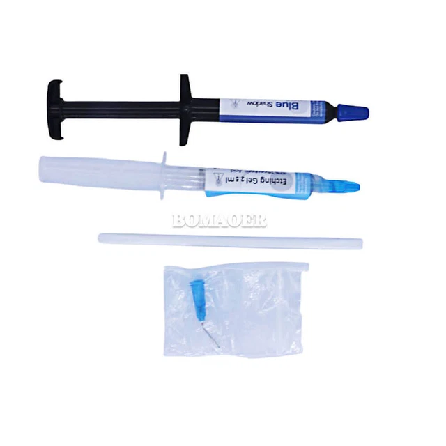 1 pack dental blue glue light cure band cerament past + Etching Gel accessories