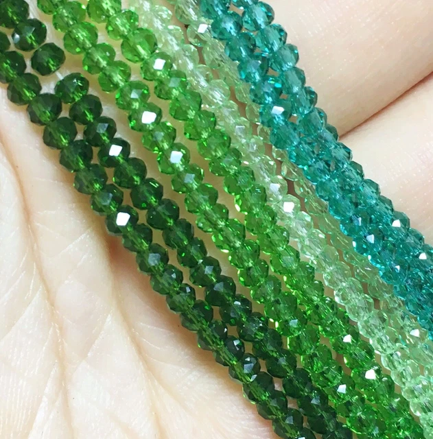 2/4mm Grün Mix Glasperlen 400Stk Facettierte Kristall DIY Schmuck Set Basteln