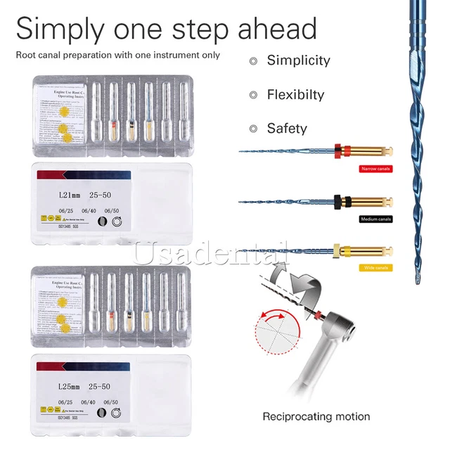 Dental Reciprocating Endodontic Root Canal Niti Files Heat Activated 21/25mm