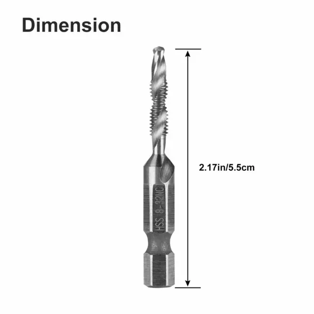 6/12PCS 1/4" Hex Shank SAE Tap Combination Drill Bit Set Screw Thread Tap Bit US 3