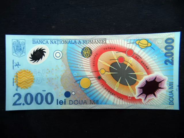 1999 ROMANIA Banknote 2000 lei UNC GEM  Polymer in QUALITY CONSECUTIVE