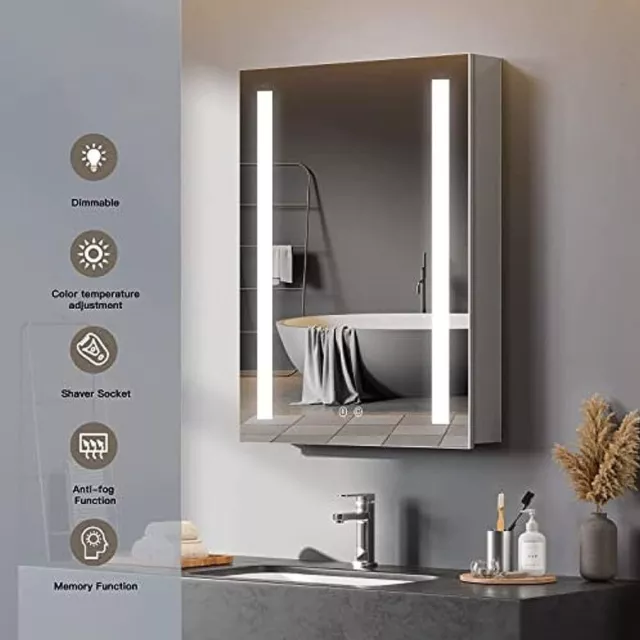Spiegelschrank mit LED Beleuchtung Badschrank Badspiegel Schrank Dimmbar 70 cm