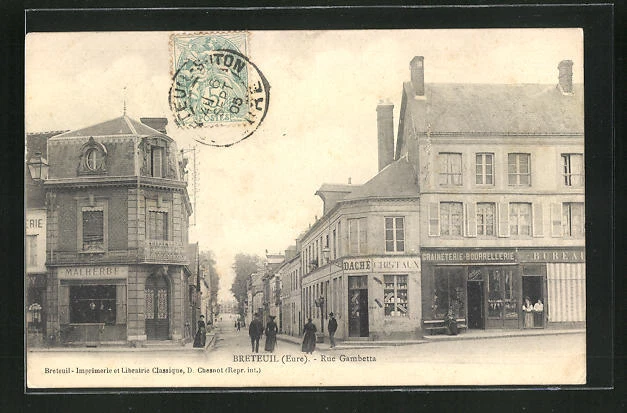 CPA Breteuil, Rue Gambetta, vue de la rue 1905