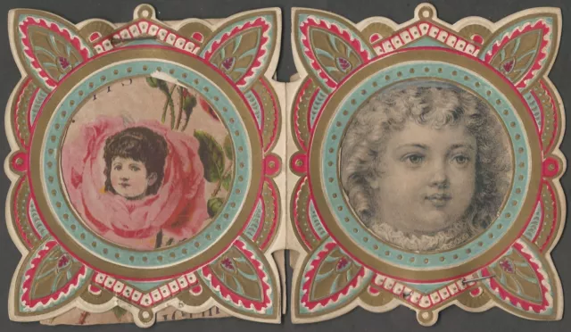 Beautiful Victorian Aesthetic Movement Folding Card with Added Portraits