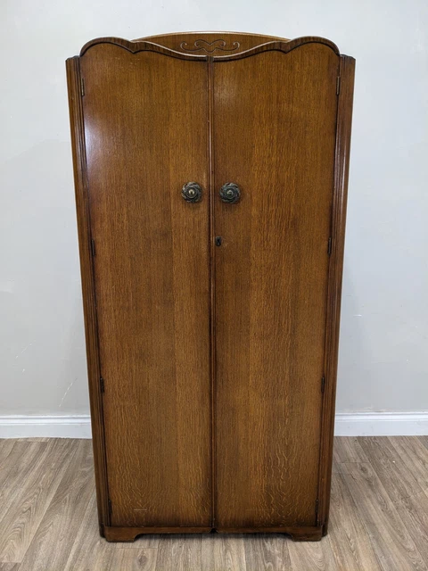 WARDROBE Double Oak Veneer 5 Shelves Austin Suite Hanging Rail Compartments