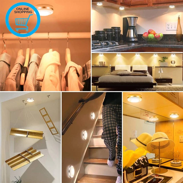 UNDER CABINET LIGHTS, Wireless LED Puck Lights Remote Control, 4000K ...