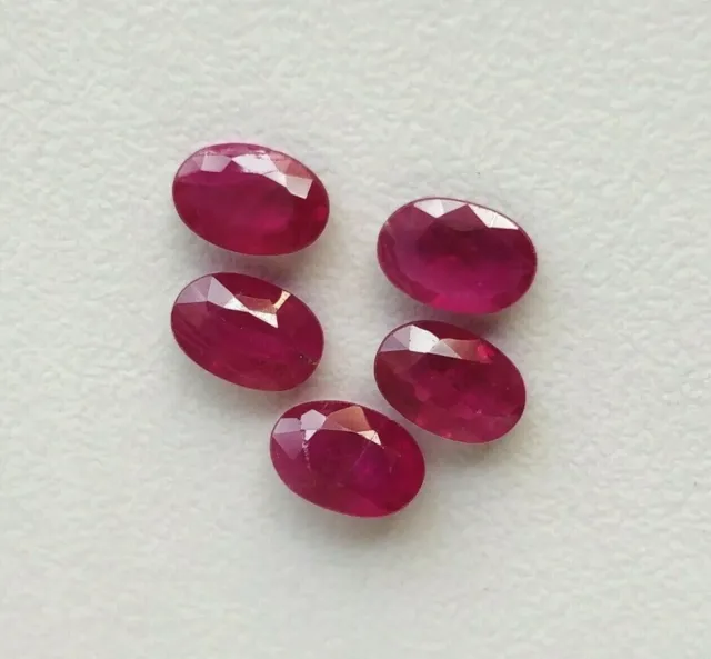 6x4 mm Oval Ruby Matching Gemstones Burmese ruby lot 5 pieces jewelry making