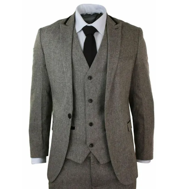 Tweed Suits Groomsman Suit Classic Grey Groom Tuxedos Custom Made Man Suit