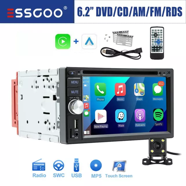 2 DIN Autoradio Carplay Android Auto Bluetooth DVD AM Player RDS USB TF AUX KAM