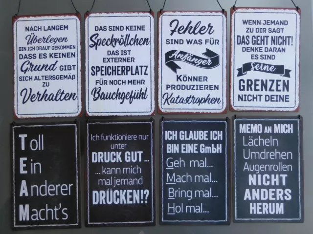 Schild, Metallschild mit Spruch, 8 Modelle, 2 Farben, Vintage, Rost Optik
