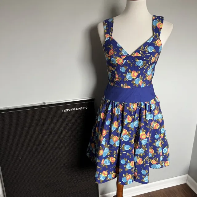 Plenty by Tracy Reese Women’s Size 4 Blue Floral Sleeveless Silk Blend Dress