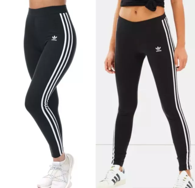 New Adidas Womens 3-Stripe Leggings Jogging Bottoms Running Pants 8,10,12,1416