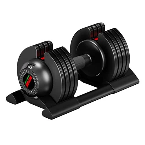 Adjustable Dumbbell, 52lb Single Dumbbell Set with Tray for Home Gym Exercise