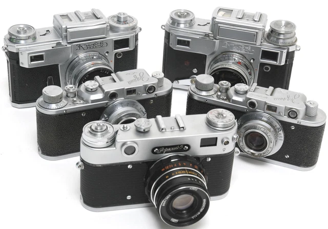 Lot of 5 Soviet USSR cameras Zorki Kiev NOTTESTED probably broken