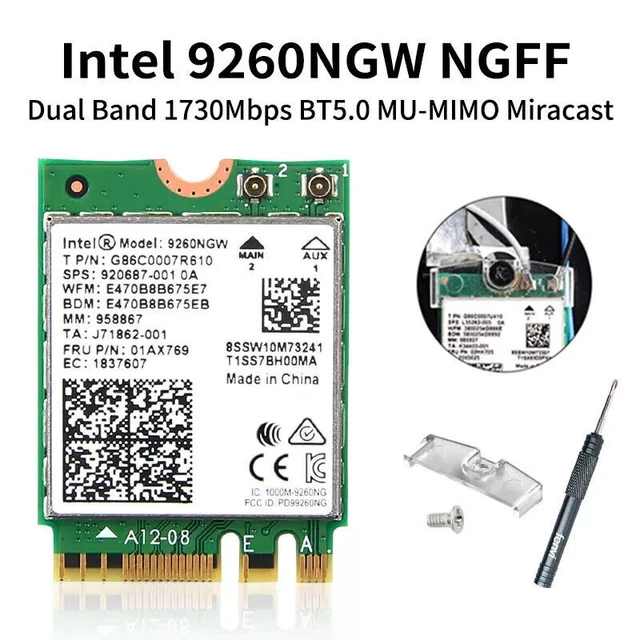 CARTE BLUETOOTH INTEL double bande sans fil AC 9260NGW NGFF 1730 Mbit/s