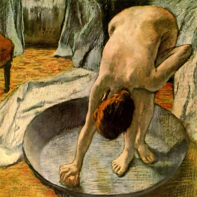 Woman Bathing In A Shallow Tub 1886 French Painting By Edgar Degas Repro