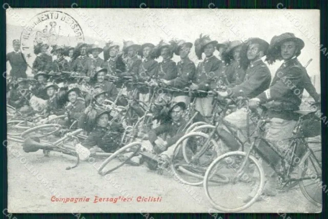 Militari 7° Reggimento Bersaglieri Compagnia Ciclisti cartolina RT4432
