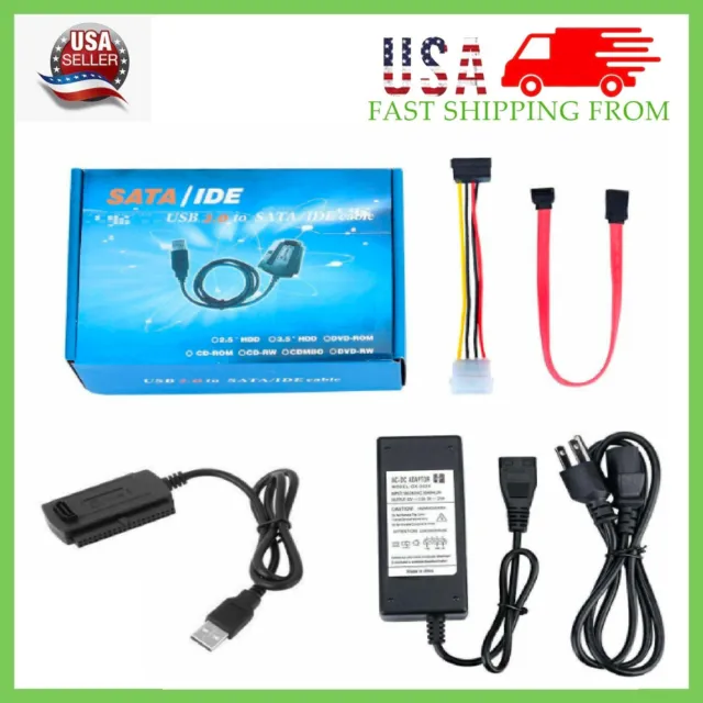 SATA/PATA/IDE to USB 2.0 Adapter Converter Cable for Hard Drive Disk 2.5" 3.5"