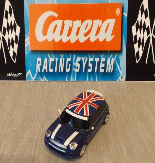 Mini Cooper S Carrera Racing System Blu 6v Modello Race Union Jack Tetto 1:43 Usato