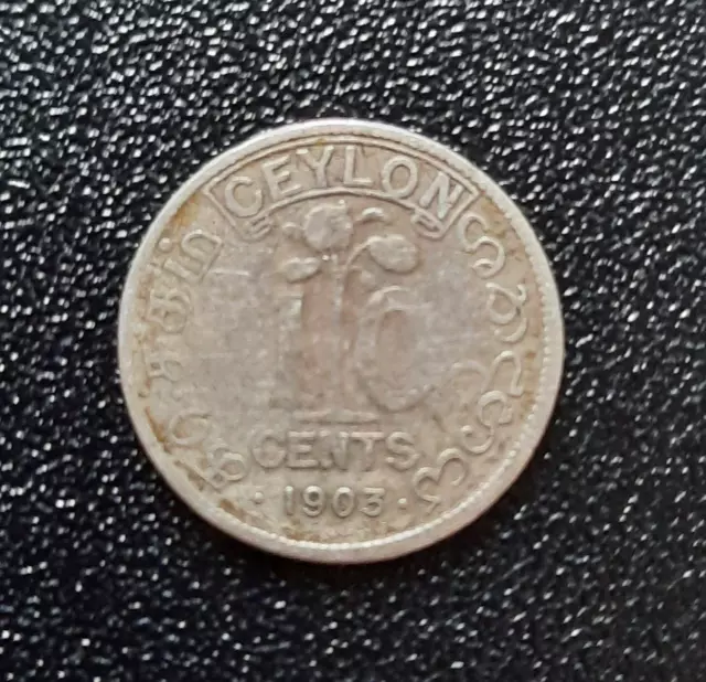 1903 Ceylon 10 cents Edward VII silver coin