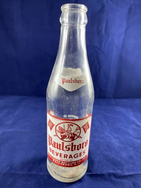 Paulsboro Beverage Vintage New Jersey Soda Bottle Glass Rare 7 Oz