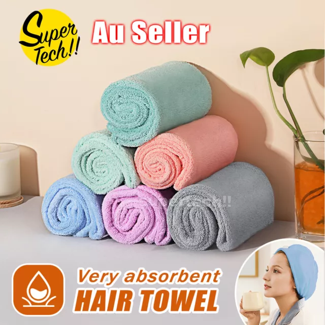 Quick Dry Hair Towel Drying Turban Bath Towel Head Wrap Fast Hat Spa Cap Soft AU