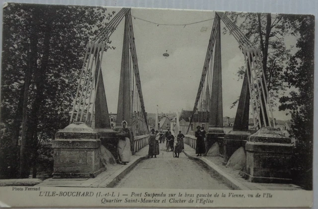 Island Bouchard 37 CPA Bridge Suspendu on The Arm Left Of La Vienna Fine 1915