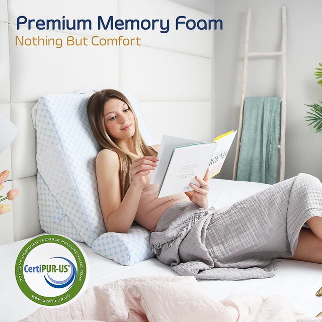 Adjustable Memory Foam Wedge Pillow with Cooling Washable Cover and Extra Pillow 2