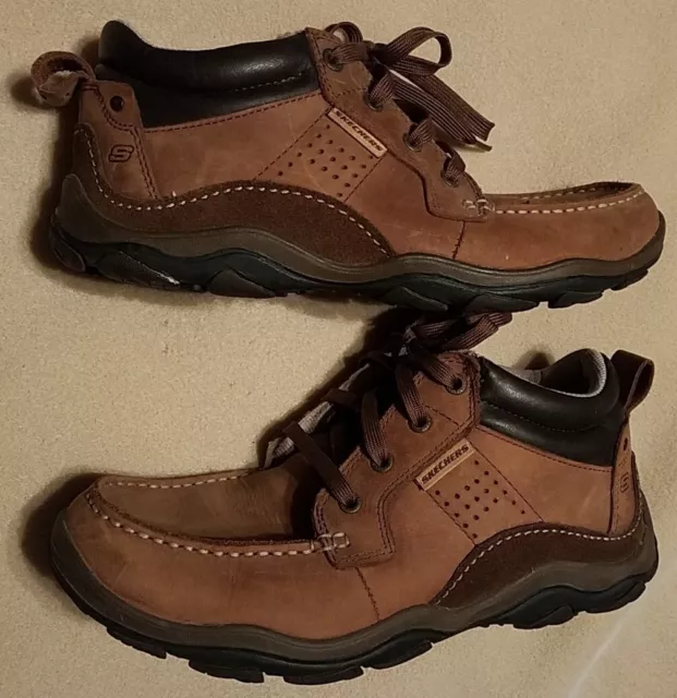 Skechers Bolland Taber Men's Sz 8.5 Relaxed Fit Brown Walking Hiking Shoes 63382