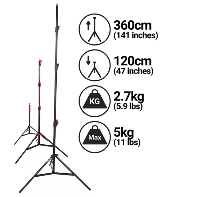 3.6m / 11.8ft Unbreakable Professional Photography Air Damped Pneumatic Stand 2