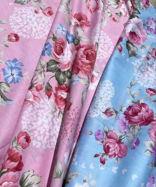 Victorian Romantic Shabby Roses Cotton. Floral Delicate Cotton. BTY