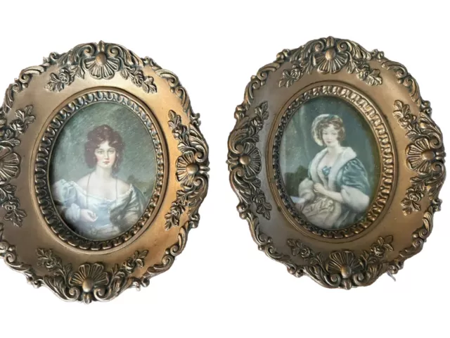 Vintage Cameos Framed Convex Pair A Cameo Creation Sir Thomas Lawrence CE Leslie