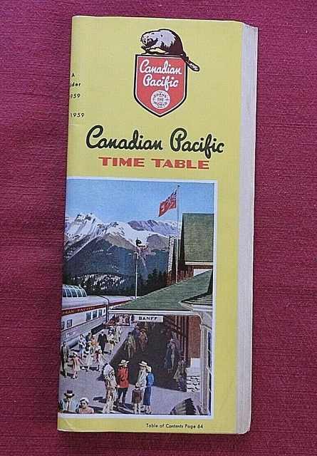 1959 Canadian Pacific Railroad Time Table Brochure Dominion Train Nice