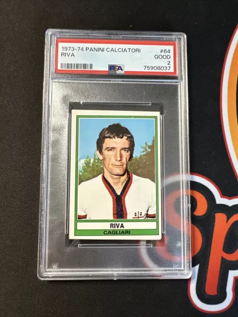 1973-74 Panini Calciatori Riva Luigi Gigi Riva Cagliari Sticker PSA 2 #64