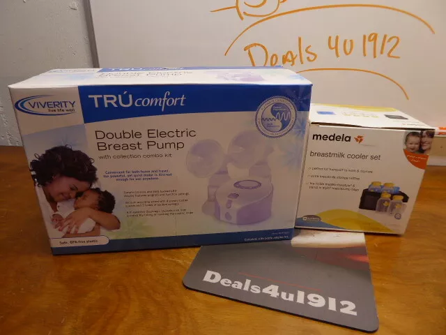 NEW Viverity TRU Comfort Double Electric Breast Pump and Medela Milk Cooler Free