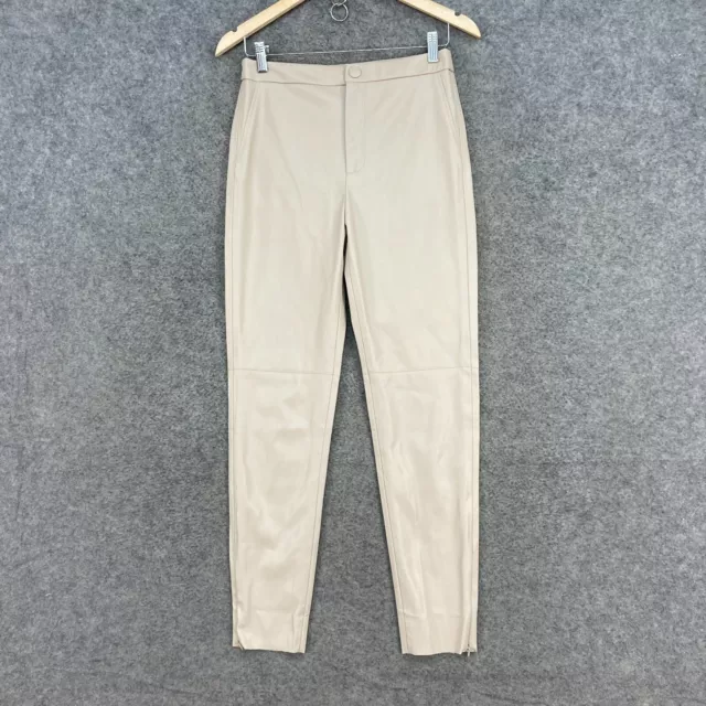 Zara Pants Womens M Medium W28 Beige Skinny Polyurethane High Waist J21802