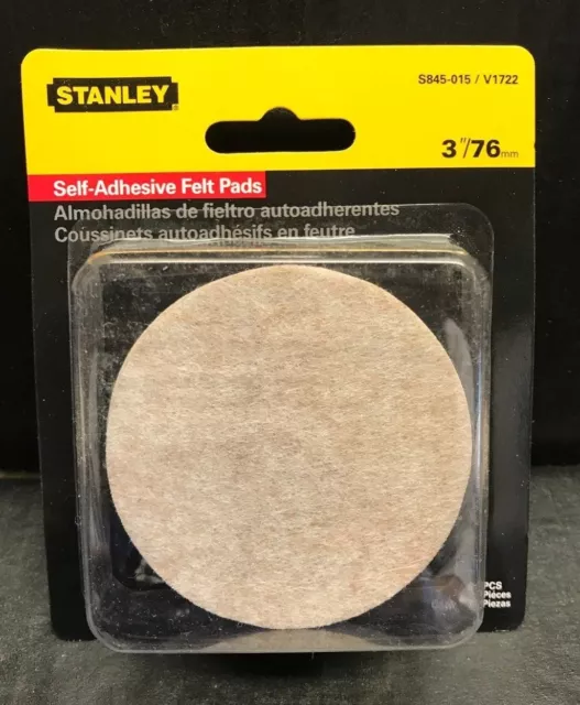 Stanley 3-Inch Round Heavy Duty Felt Pads with Adhesive Back - 4PK