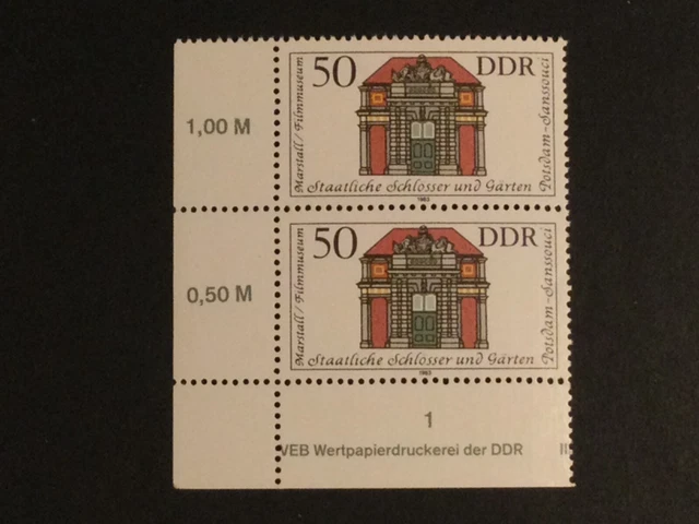 DDR 1983 postfrisch Mi-Nr 2829DV** Paar Eckrandstück Sperrwert Druckvermerk