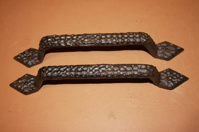 Rustic Farmhouse Large Door Handle Pull 12 1/4", Hammered design cast iron HW-81 5