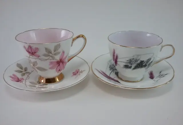 Vintage  Lot of (2)  OLD ROYAL  England Bone China Tea Cups & Saucers