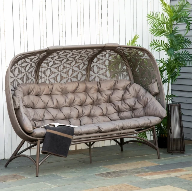 Large Papasan Chair Outdoor Patio Sofa Metal Egg Armchair Garden Retro Bench