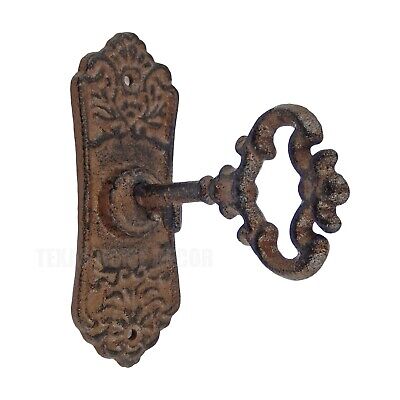 Victorian Key in Lock Wall Hook Cast Iron Coat Towel Purse Hanger Antique Style