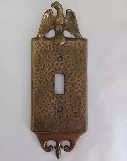 Vintage Hammered Textured Brass American Eagle Light Switch Plate Cover