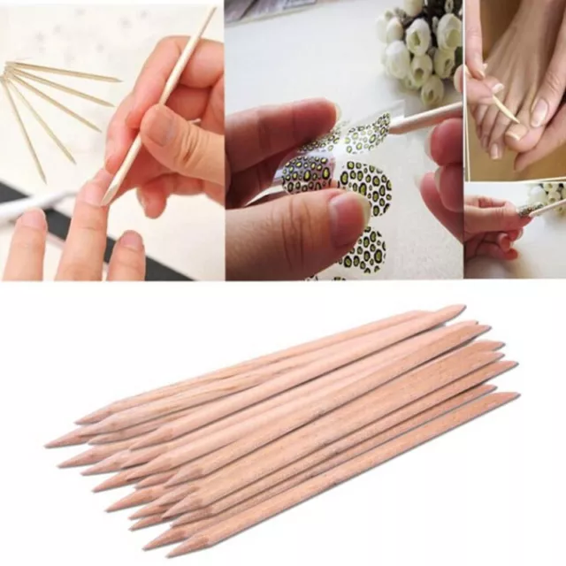 50 un. palos de madera naranja para removedor de cutículas arte en uñas herramienta de manicura & Z8