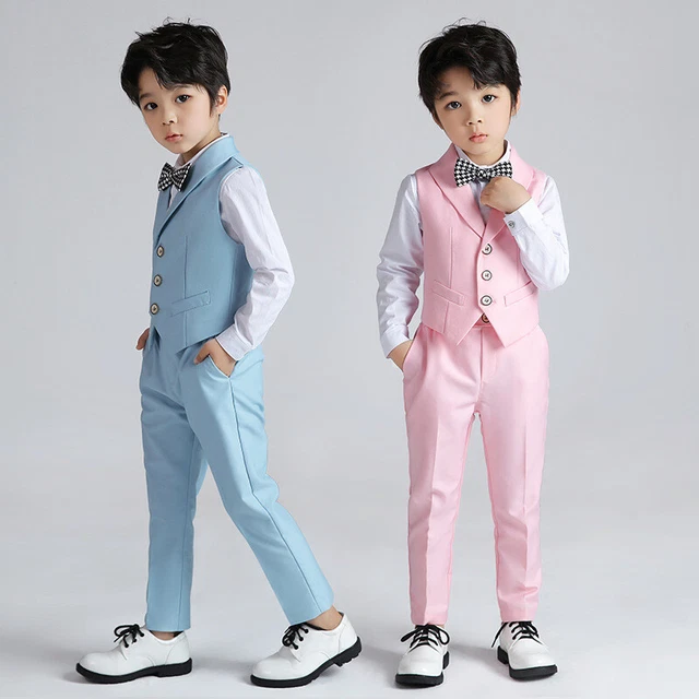 Boys Suits 4 Piece Waistcoat Suit Wedding Page Boy Baby Formal Party 4 Colours