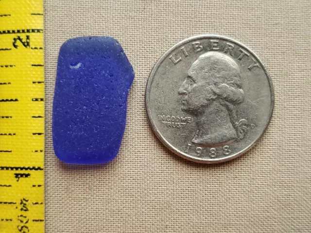 Genuine Beach Sea Glass Surf Tumbled Cobalt Blue Navy Frosted Ocean Pendant H3